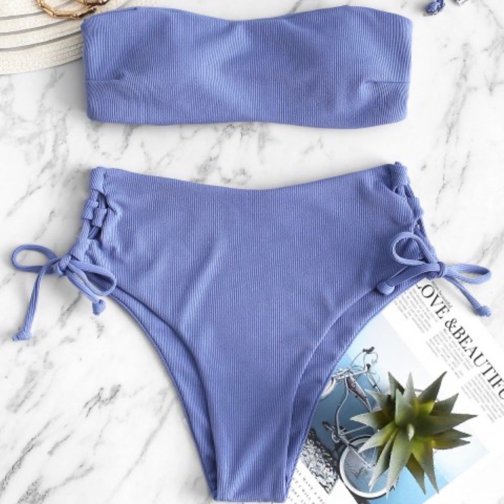 Zaful blue high waisted bikini